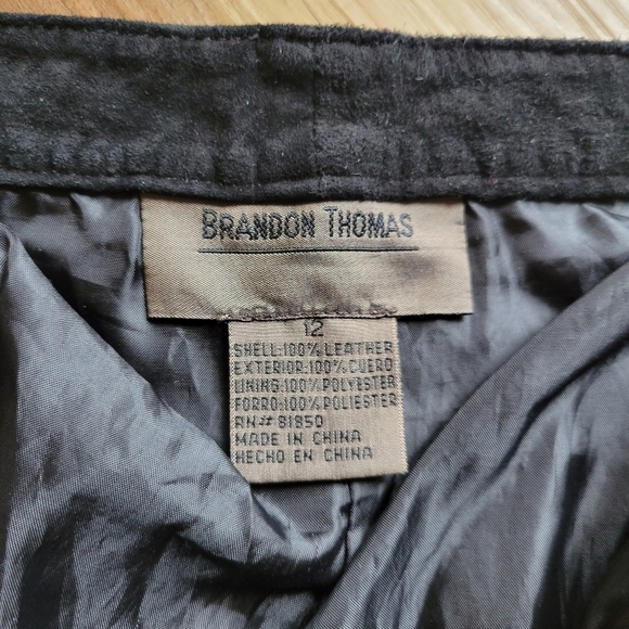 VTG BRANDON THOMAS Black Suade Leather Straight Leg Pants - Picture 6 of 11